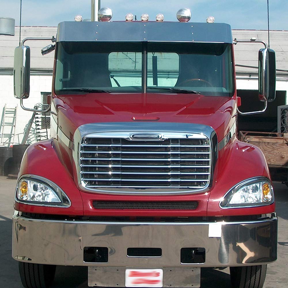Compatible For Freightliner Columbia 2000-2008 Chrome Triple Plated Front Hood Radiator Grill Grille With Bug Screen Replaces A1715251002 A1715251003