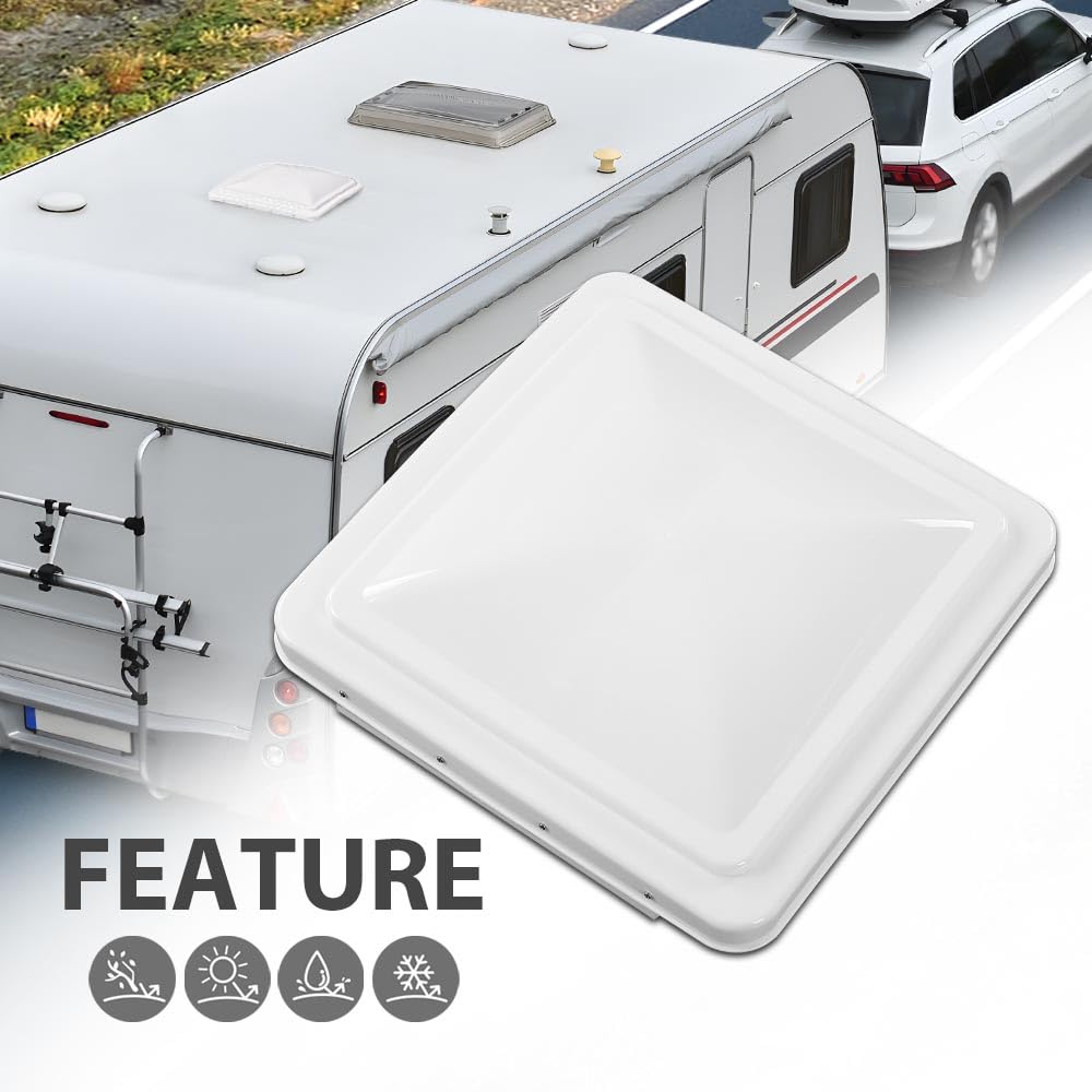 G-PLUS 3pcs 14" x 14" White Roof Vent Cover Compatible With Ventline RV Prior to 2008 and Elixir RV Starting 1994 - Camper Trailer