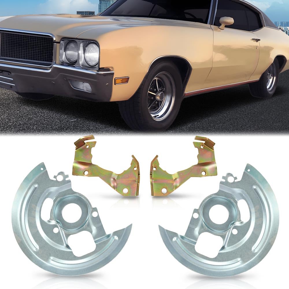 G-PLUS GM Disc Brake Caliper Brackets & Backing Plates Dust Shields Compatible with Buick Skylark/Chevy Chevelle Malibu/Pontiac Tempest/Oldsmobile 1964-1972