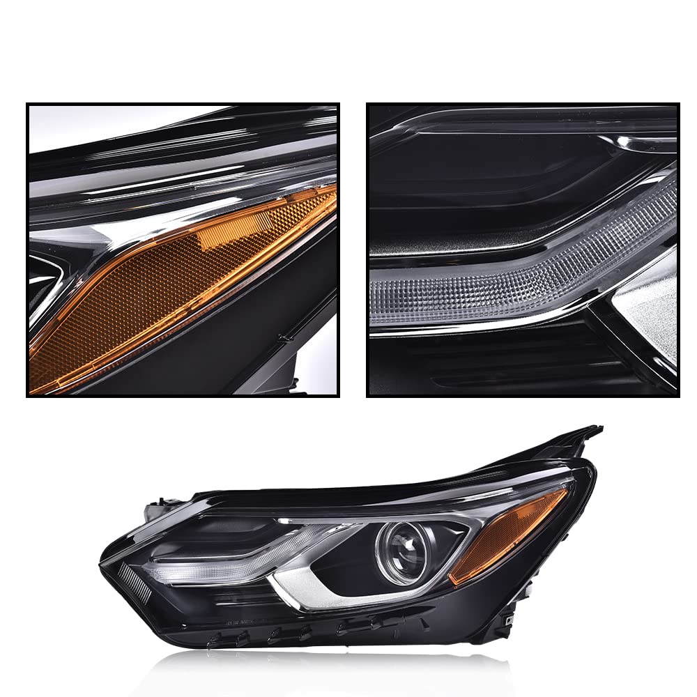 G-PLUS LED Headlights Assembly Compatible with Chevy Equinox 2018 2019 2020 w/Factory HID/Xenon,Left & Right Headlamps Clear Lens Black Housing Amber Reflector,faros delanteros