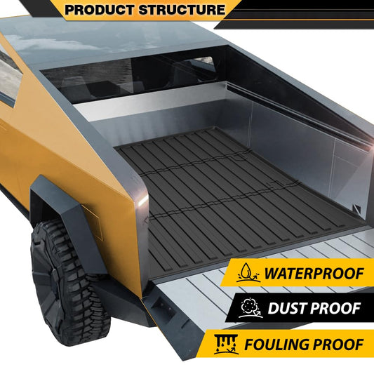 TPE Truck Bed Mat, Floor Mat Cargo Liner Compatible with Tesla Cybertruck 2025 2024 2023,Floor Liner All Weather Full Cover Protection Black