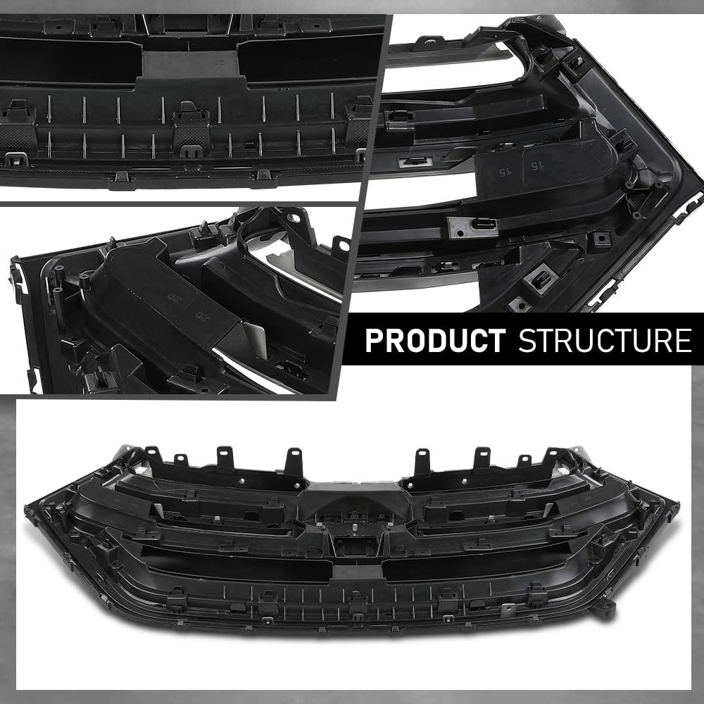 G-PLUS Front Upper Grille W/Camera Hole, Compatible with Ford Edge 2015-2018, Gloss Black, FT4Z8200DA, FO1200562C Black
