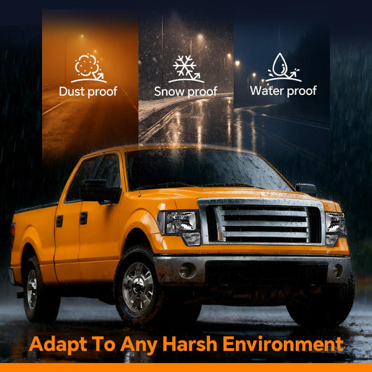 G-PLUS Headlights Assembly, Compatible with Ford F150 2009 2010 2011 2012 2013 2014 (NOT Fit LED Style,Only Fit without LED Style) Bumper Headlamp,Clear lens Black Housing Clear Reflector