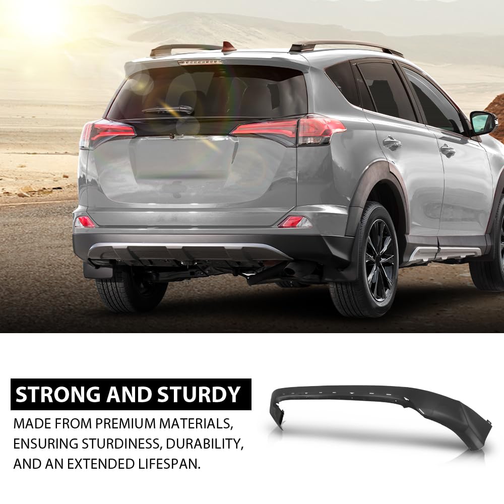 G-PLUS Rear Lower Bumper Cover Fascia Compatible with Toyota RAV4 SE 2016 2017, Fit Toyota RAV4 2016 2017 2018, 521690R010, Black
