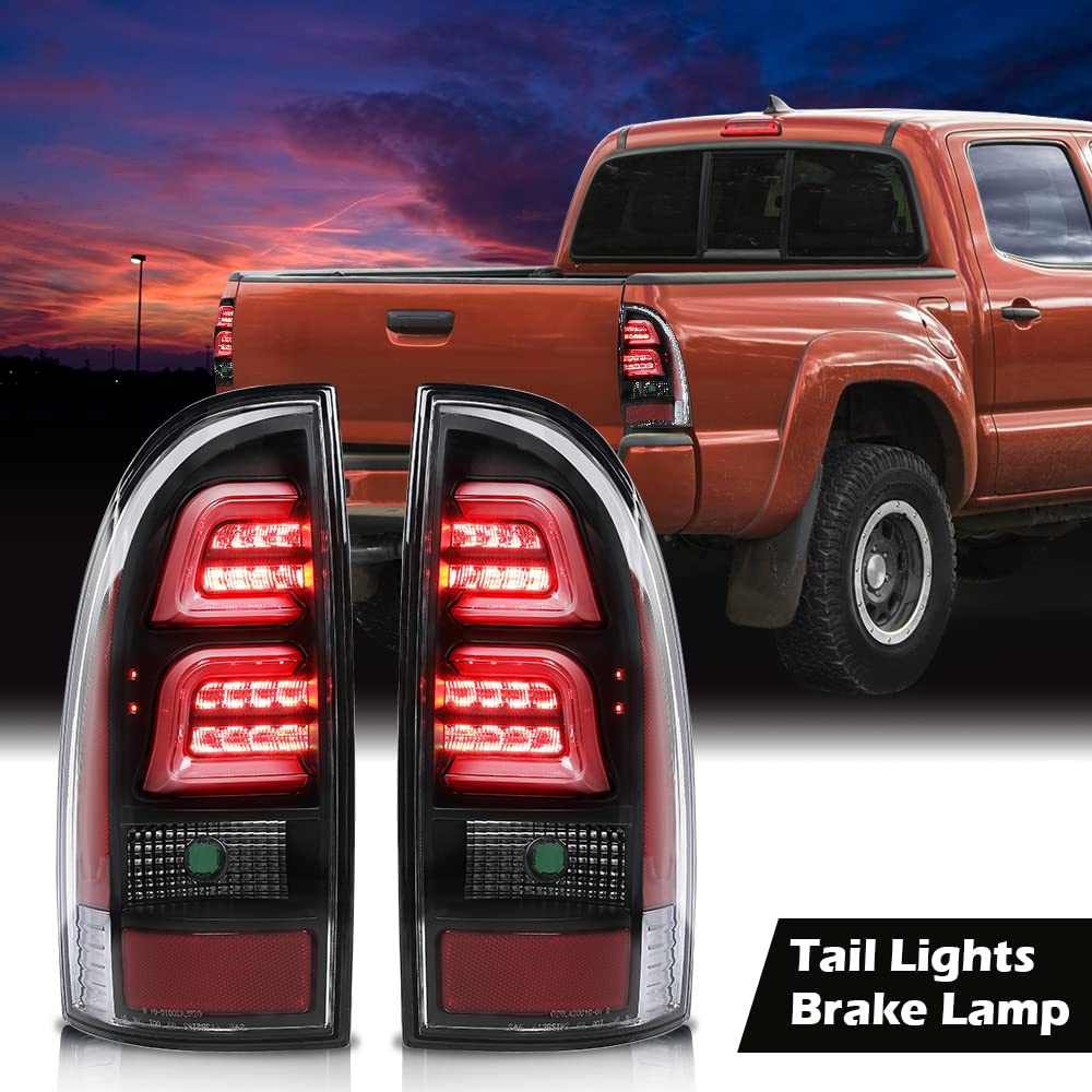 G-PLUS LED Tail Lights Assembly Rear Brake Lamp Tube Bar Fit Toyota Tacoma 2005-2015 Brake Parking Tail Lamps Chrome 8155004150 Luces Traseras