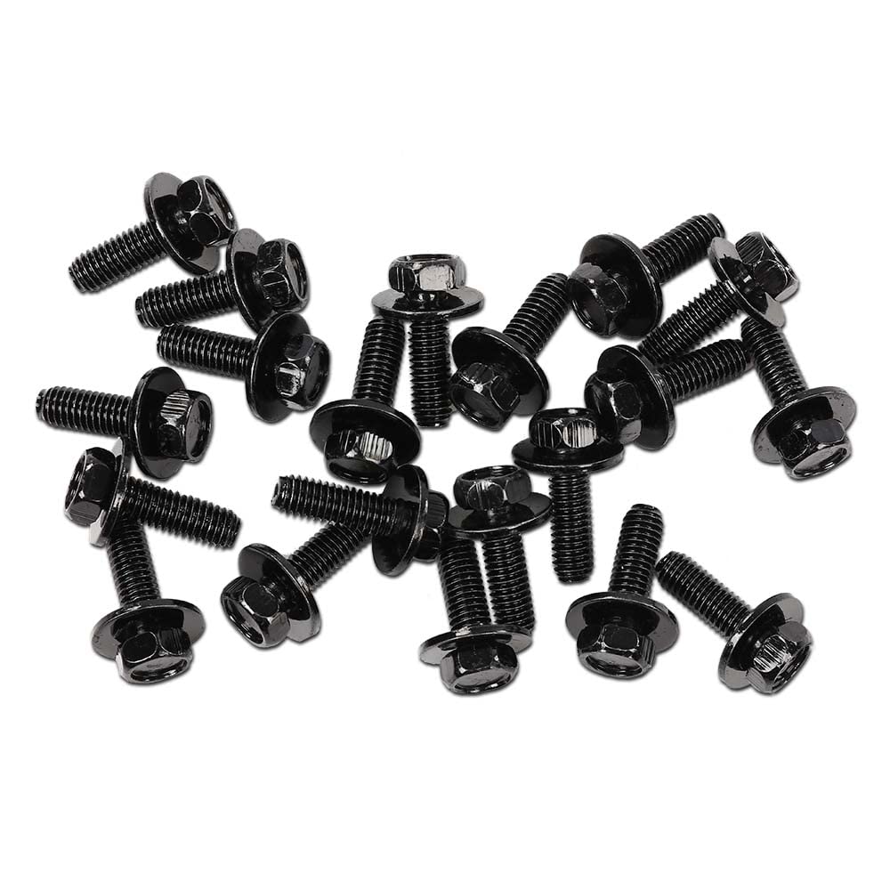 G-PLUS Body Bolts- M6-1.0 x 20mm Long- 10mm Hex- 17mm Washer- 20 Bolts- #171 Compatible with Honda