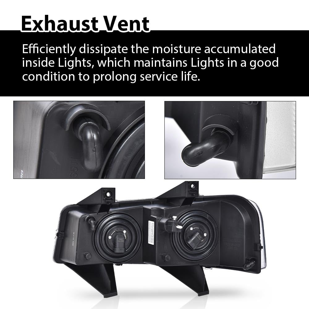G-PLUS Headlights Assembly w/Bulbs Fit Chevy Express 1500 2500 3500 Van 2003-2019/Fit GMC Savana 1500 2500 3500 Van 2003-2019 Headlamps Clear Lens Black Housing Clear Reflector,faros delanteros