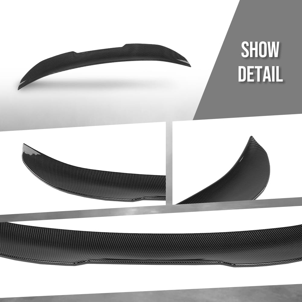 G-PLUS Rear Trunk Spoiler Wing Compatible with BMW 3 Series Coupe E92 2006-2013, Fit BMW M3 Coupe E92 2007-2013, Fit 2 Door Coupe Only Rear Spoiler Wing Carbon Fiber Black