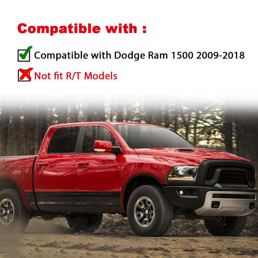 G-PLUS Fender Flares 4PCS for Dodge Ram 1500 2009-2018 Textured Black Front View