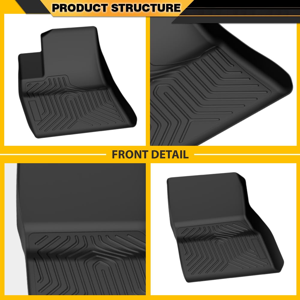 G-PLUS 6PCS Cargo Liners Fit 2017-2023 Tesla Model 3,Floor Liners & Trunk Mats 1st & 2nd & 3rd Row,All Weather Full Cover Protection TPE Car Mats Black