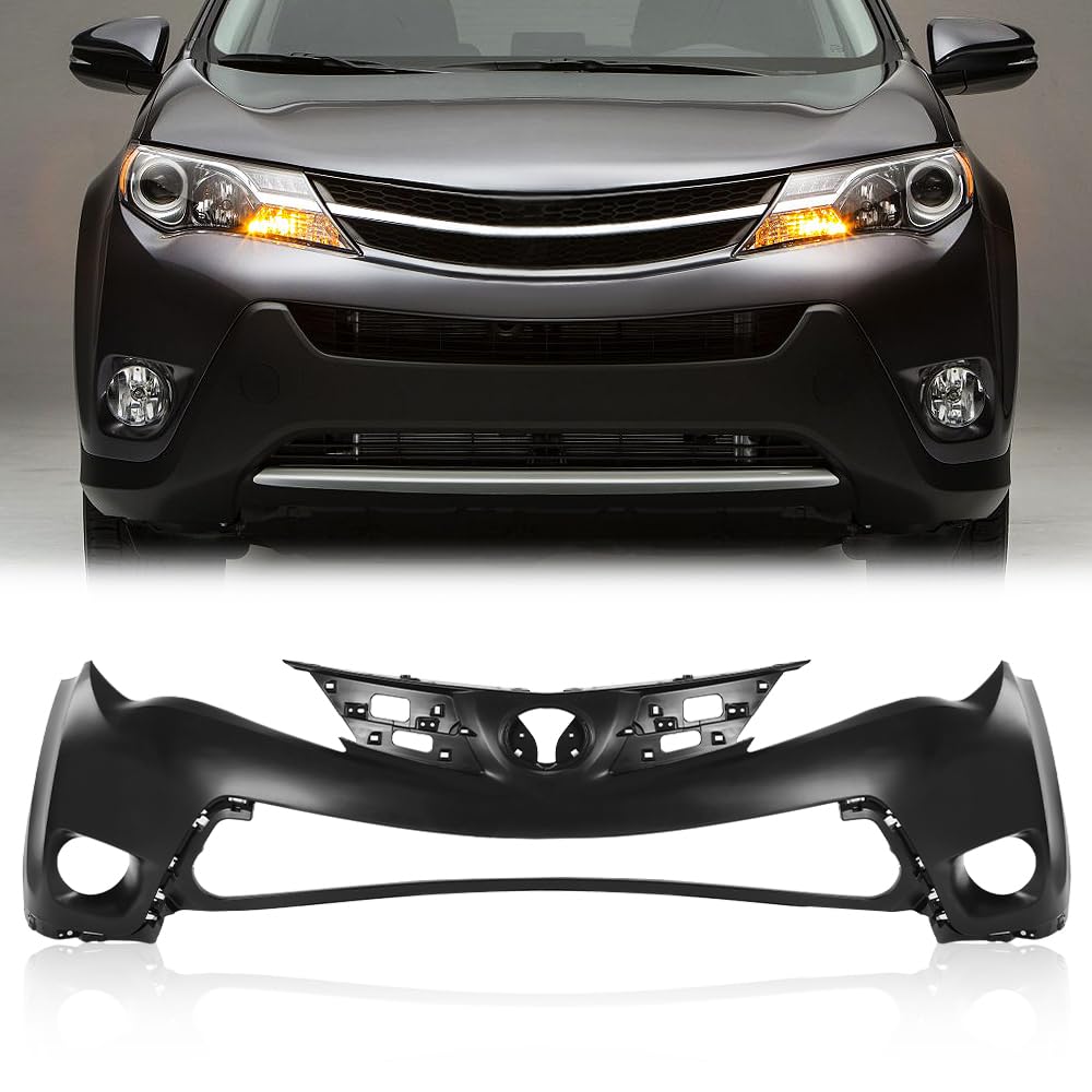 G-PLUS Front Upper Bumper Cover Primered Compatible with Toyota RAV4 2013 2014 2015, TO1014101, 521190R911, Black