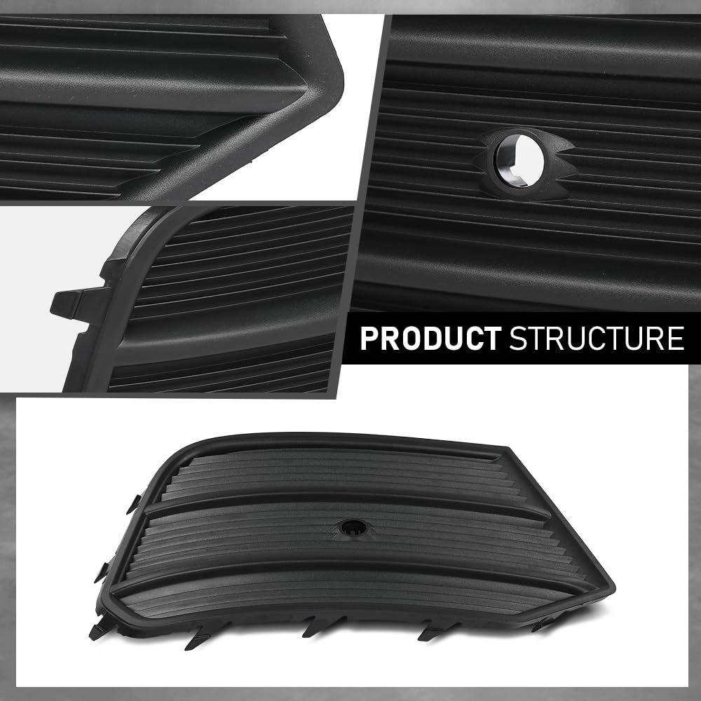 G-PLUS Front Right Bumper Face Bar Grille, Compatible with Audi Q3 Premium 2017 2018/ Prestige 2016-2017/ Q3 Quattro Premium 2016-2018, Passenger Side Exterior Outside Fog Light Cover