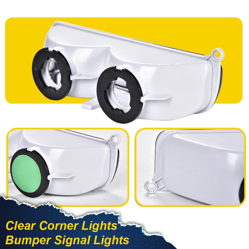 G-PLUS Corner Lights & Bumper Signal Lights Compatible with 1997-2001 Jeep Cherokee XJ,4 Pieces (Smoky lens Chrome Housing Amber Reflector)