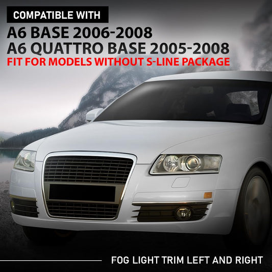 G-PLUS Pair Fog Light Trim, Compatible with Audi A6 Base 2006-2008/ A6 Quattro Base 2005-2008, Left Driver & Right Passenger Side 2PCS, 4F0807682A01C, 4F0807681A01C