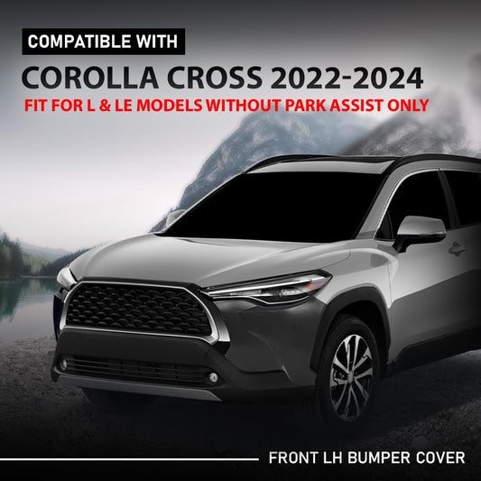 G-PLUS Front LH Bumper Cover Compatible with Toyota Corolla Cross 2022-2024,Fit For L & LE Models Without Park Assist Only TO1016102
