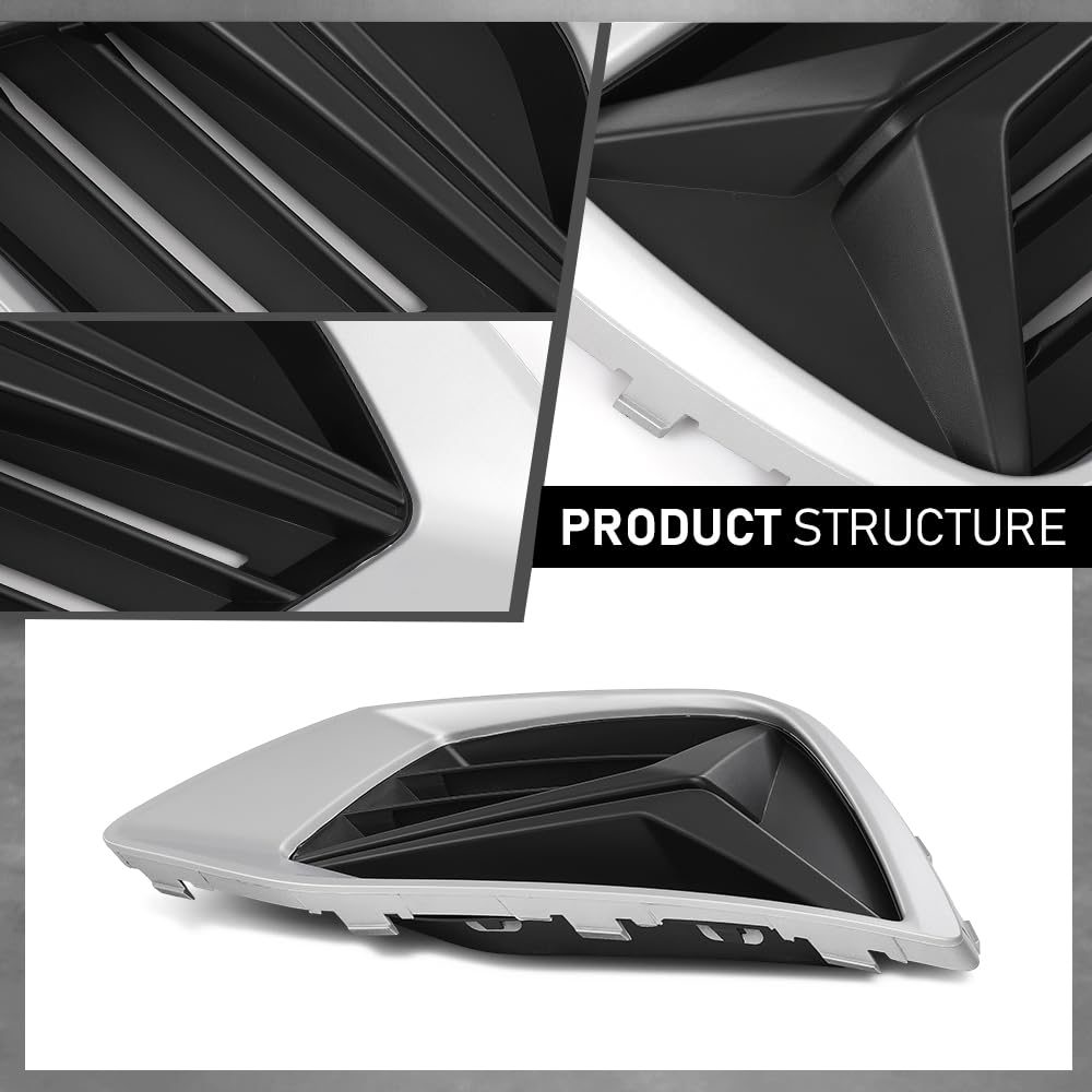 G-PLUS Pair Front Fog Light Covers, Compatible with Audi Q3 Prestige 2019/ Q3 (submodel: Komfort, Premium, Premium Plus, Progressiv, Technik) 2019-2023, Left Driver & Right Passenger Side 2PC