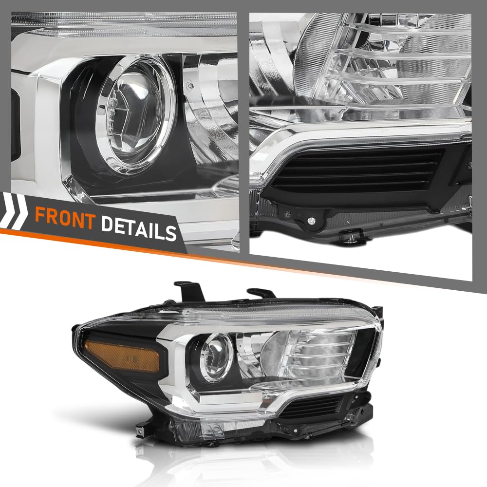 G-PLUS Headlight Assembly Right Side w/o LED Daytime Running Compatible with Toyota Tacoma 2016-2017 8111004260, 8111004250, 8111004261, 8111004262, TO2503243 No Modification Needed White