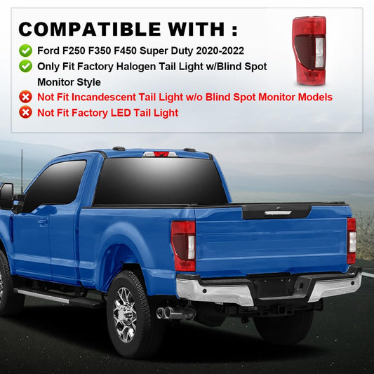 G-PLUS Tail Lights Assembly Rear Brake Lamp Compatible with Ford F250 F350 F450 Super Duty 2020-2022,Fit Factory Halogen w/Blind Spot Monitor Model, Faros Traseros,Luces Traseras