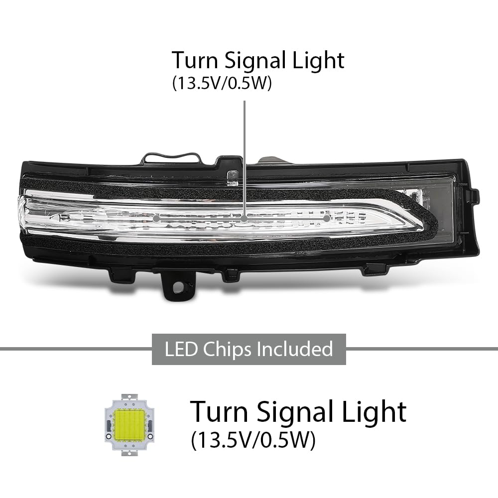 G-PLUS Right LED Mirror Mounted Turn Signal Light, Compatible with Ford Edge SEL/Titanium Sport Utility 4-Door 2015-2021, Passenger Side, FT4Z13B375A