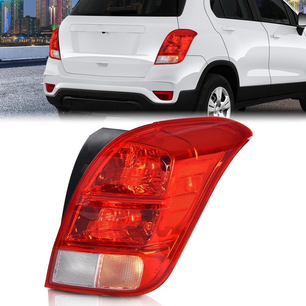 G-PLUS Tail Light Brake Lamp W/Bulbs Compatible with Chevy Trax 2013-2016/LS 2017-2019 GM2801272, 42599455 Red Lens Chrome Housing Right Passenger Side Luces Traseras Rear Brake Lamps Assembly