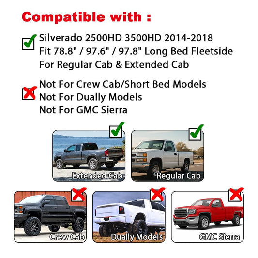 G-PLUS Fender Flares for Chevy Silverado 2500HD 3500HD 2014-2018 Smooth Pocket Style Front View