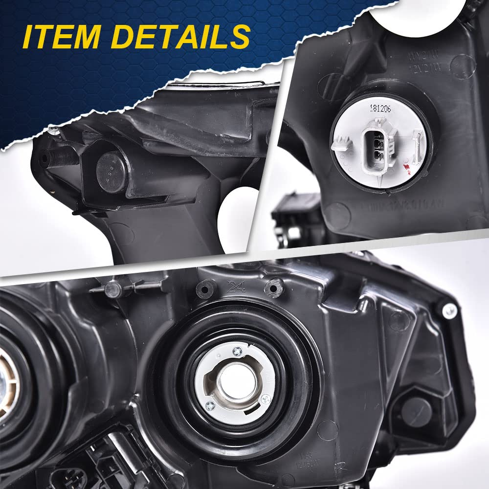 G-PLUS Headlights Assembly, Compatible with 2016 2017 2018 2019 2020 2021 Honda Civic Right bumper Headlamp, Clear lens Chrome Housing Clear Reflector
