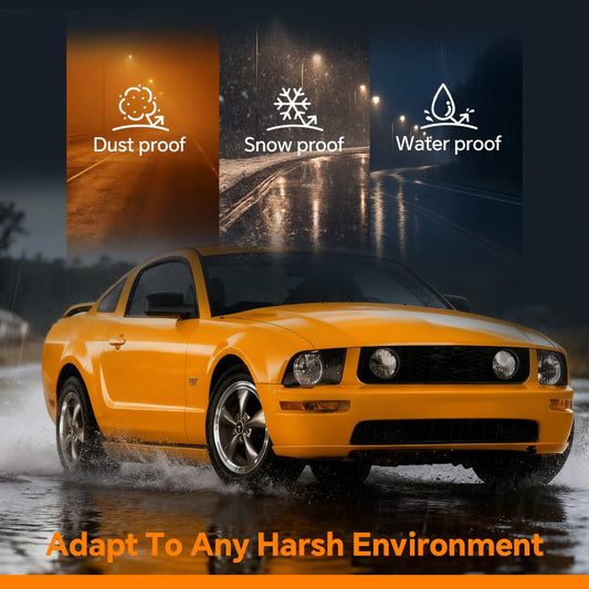 G-PLUS Headlight Compatible with Ford Mustang 2005 2006 2007 2008 2009 Right Bumper Headlamp, Clear Lens Black Housing Amber ReflectorBumper Headlamps,faros delanteros