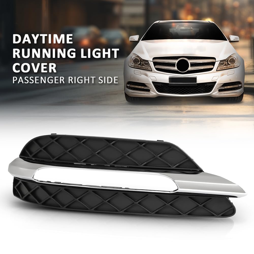 G-PLUS Fog Light Cover Daytime Running Light Cover, Compatible with Benz C250 C350 2012-2015/C300 2012-2014, Fit Models W/o AMG Package & Sport Package