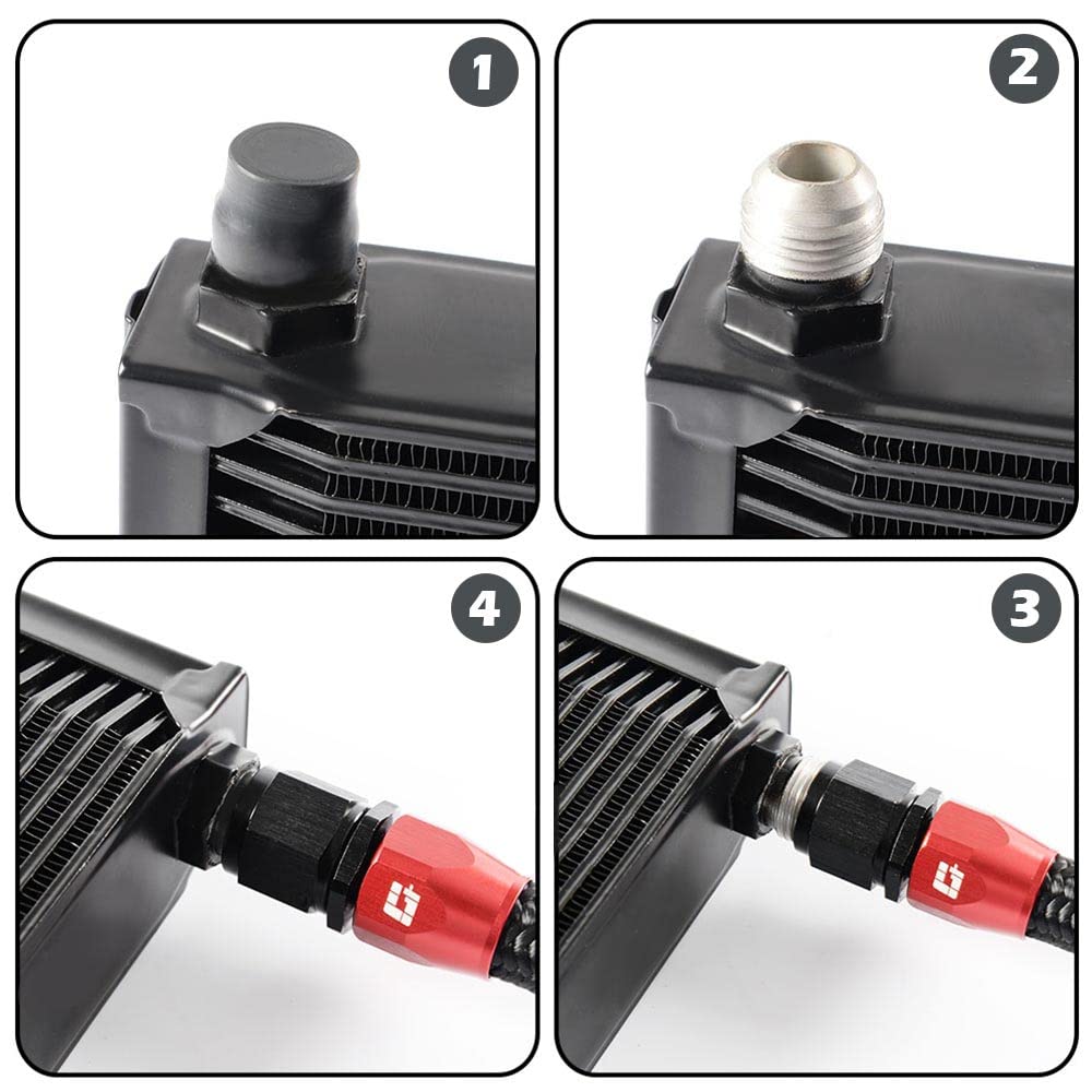 G-PLUS Engine Transmission Oil Cooler Kit Upgrade 25 Row Aluminum Compatible With BMW 3 SERIES 335I E90 E92 N54 Black