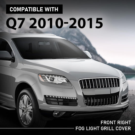 G-PLUS Front Right Fog Light Grill Cover, Compatible with Audi Q7 2010-2015, Passenger Side, AU1039111, 4L0807490A