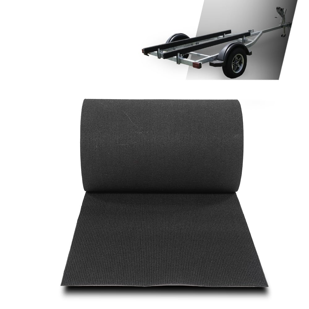 G-PLUS Black Boat Trailer Bunk Carpet, Outdoor Ribbed Marine Bunk Carpet Fit for Boat Trailer Runners 18" x 50ft