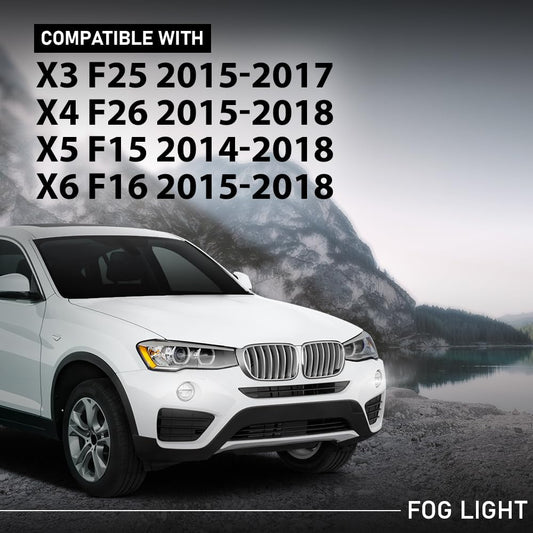 G-PLUS LED Front Left Fog Light Lamps Assembly, Compatible with BMW X3 F25 2015-2017/ X4 F26 2015-2018/ X5 F15 2014-2018/ X6 F16 2015-2018, Driver Side, 63177317251
