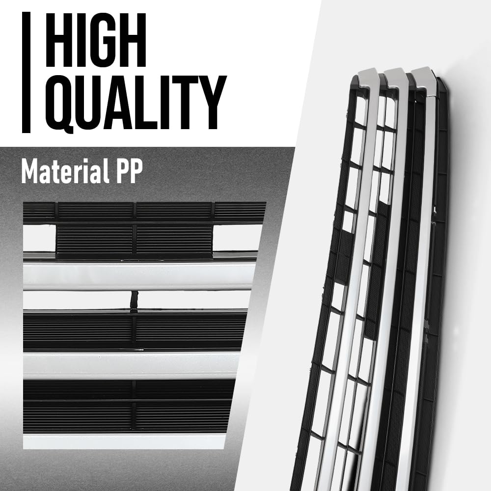 G-PLUS Front Bumper Grille Compatible with Toyota Highlander 2017 2018 2019,Fit Models Without Around View Monitor 531020E070, TO1036173 Primed Black