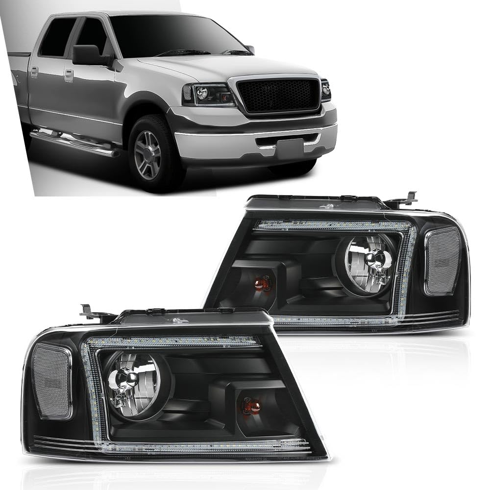 G-PLUS LED Headlights Fit Ford F150 2004-2008,Fit Lincoln Mark LT 2006-2008, NOT Fit 2004 F150 Heritage/Flareside Beds,Clear Lens Black Housing Clear ReflectorBumper Headlamps,faros delanteros