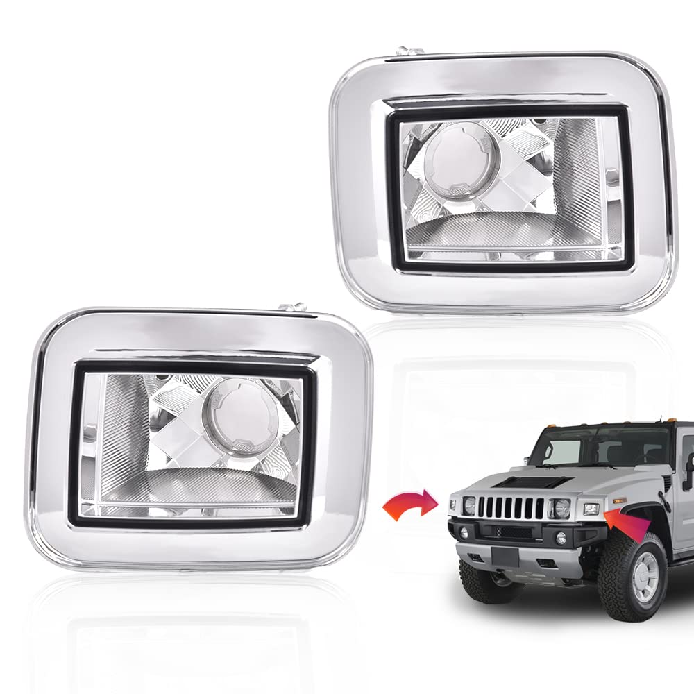 G-PLUS Front Clear Chrome Parking Signal Light Set Compatible with 2003-2008 H2 Hummer 2005-2008 H2 SUT White 844176006196