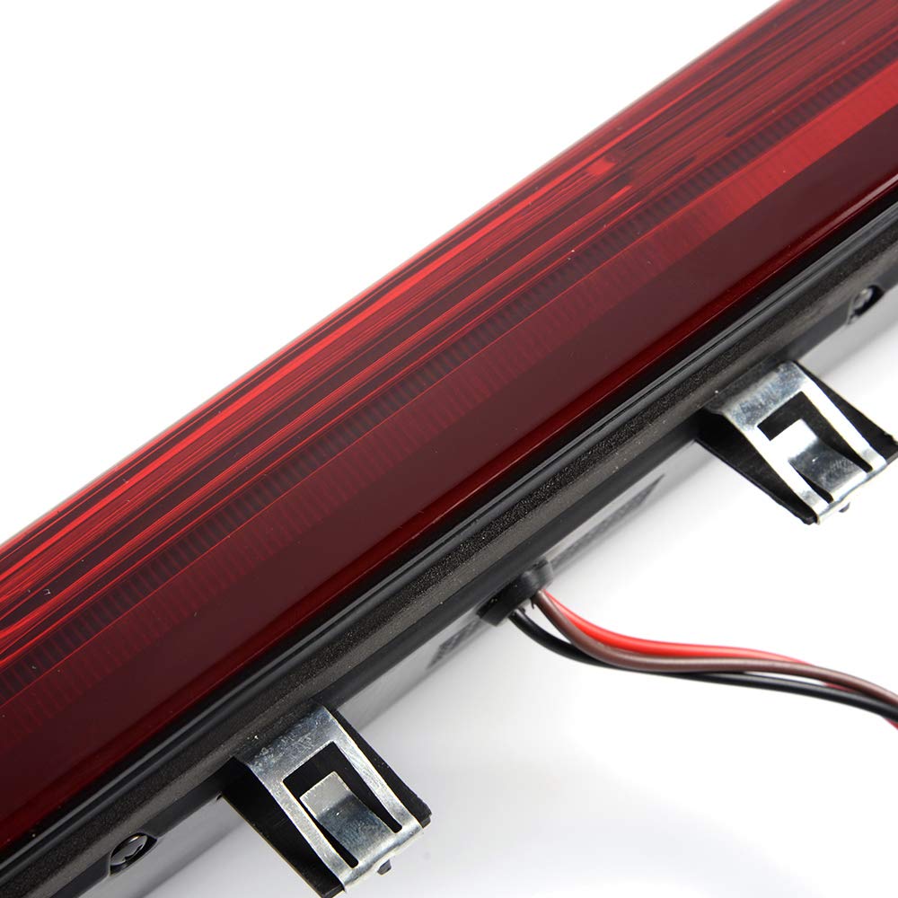 G-PLUS High Mount Rear 3rd Third Brake Light Compatible With 2014-2018 Chevy Silverado GMC Sierra 1500 2500 HD 3500 HD LED Cargo Tail Lamp Black Housing Red Smoky Lens