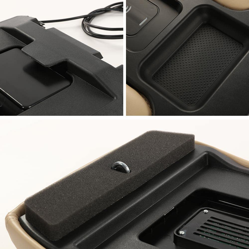 G-PLUS Center Console Lid Repair Kit Arm Rest Latch Compatible with 1999-2007 GMC Sierra/Yukon/Chevy Silverado/Suburban/Tahoe, #19127364 19127365 19127366 (Beige, W/Charging)