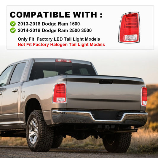 G-PLUS Left Tail Lights w/o Bulbs Compatible with Dodge Ram 1500 2009-2018/Fit Dodge Ram 1500 Classic 2019-2020(Not Compatible on 2013-2018 Models w/Factory LED Tail Lights) Red Lens