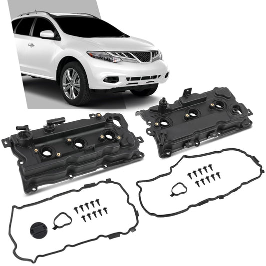 G-PLUS Left and Right Engine Valve Cover w/Gasket Compatible with Nissan Murano 2009-2014/Fit Nissan Quest 2011-2014 V6 3.5L DOHC Petrol