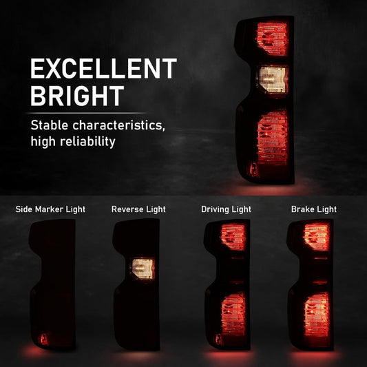 G-PLUS Tail Light Beake Lamp Compatible with Chevy Silverado 1500 2019-2023,Fit Silverado 2500HD 3500HD 2020-2023,Fit Halogen Type Only,Not Fit w/Factory LED Tail Light,Left Luces TraserasAssembly