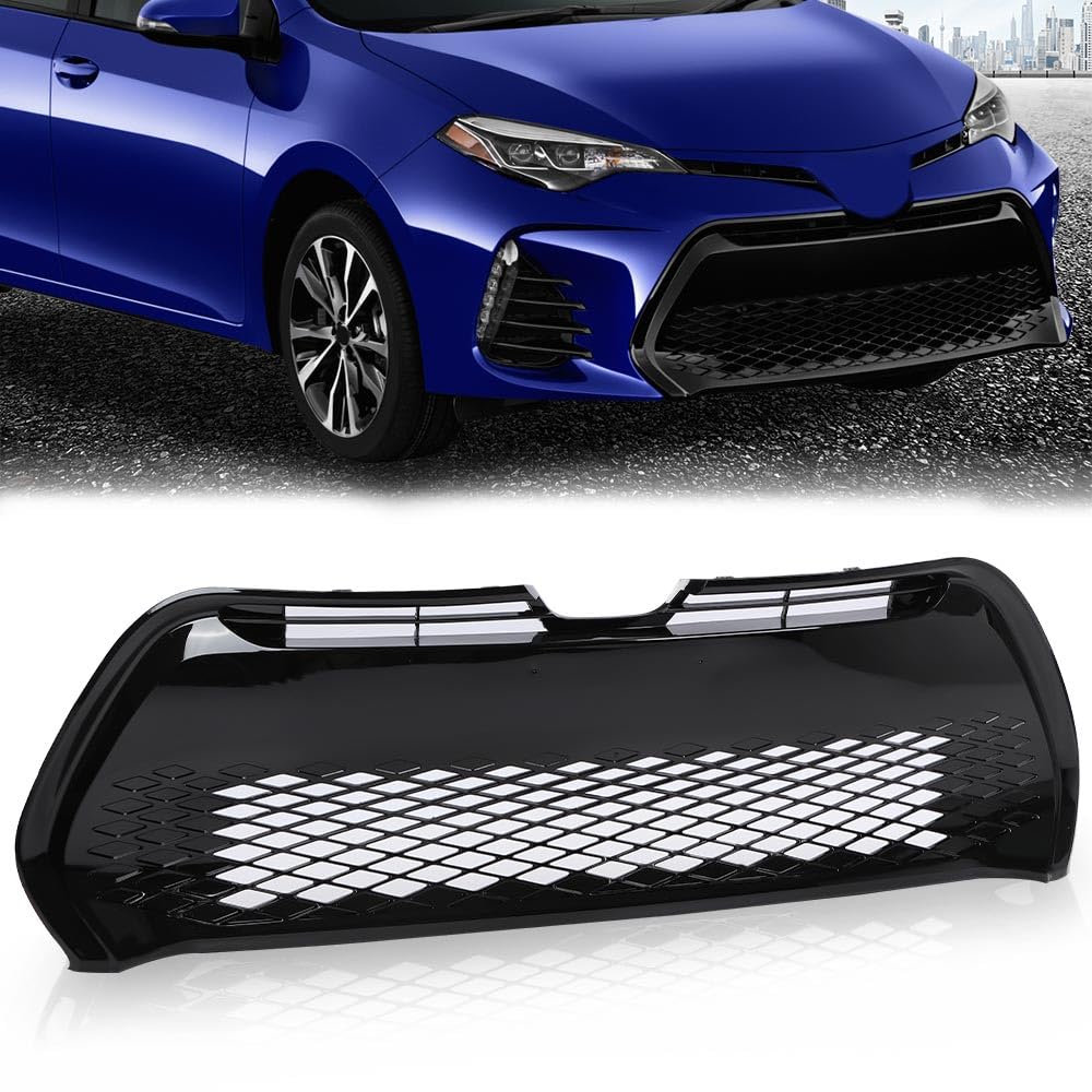 G-PLUS Front Bumper Grill Compatible with Toyota Corolla SE XSE 2017 2018 2019 Black Lower Grille Replacement for 5311202740, TO1036178