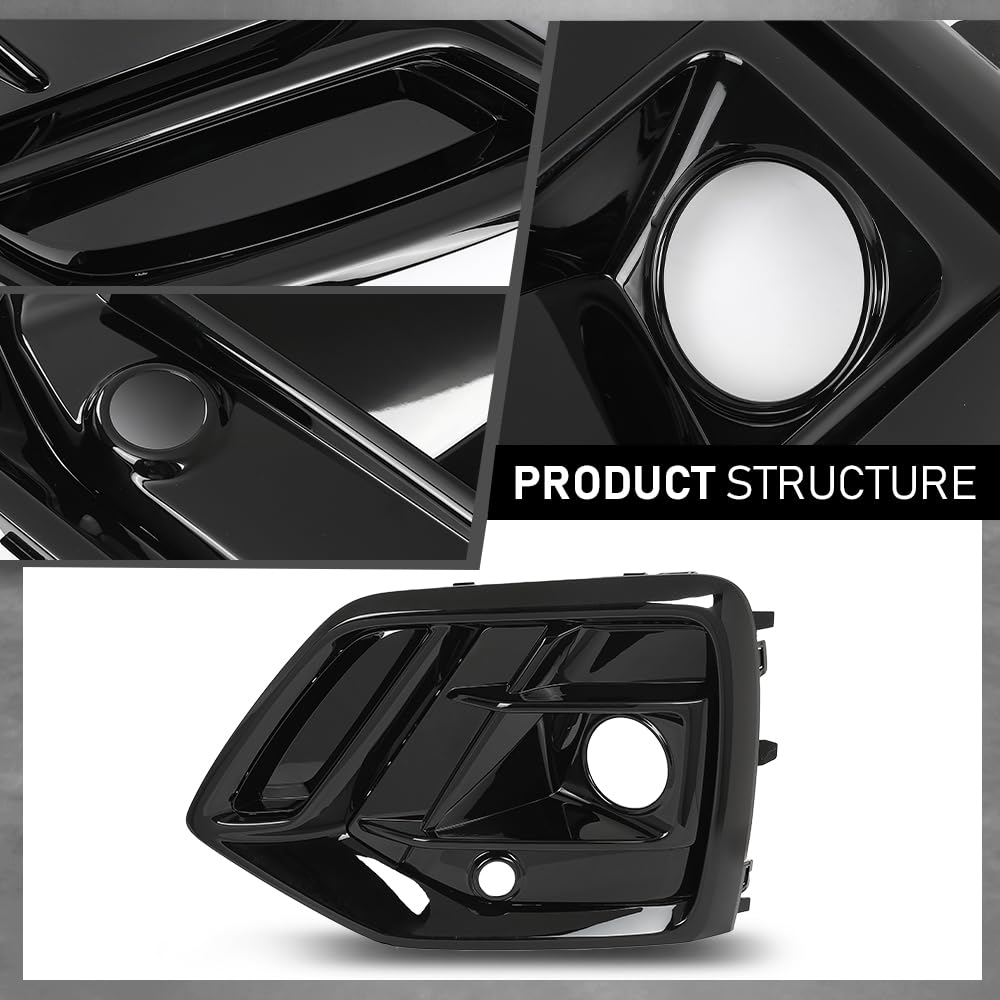 G-PLUS Pair Front Bumper Fog Light Cover Grille Trim, Compatible with Audi Q5/ Q5 Sportback 2021 2022 2023, Left Driver & Right Passenger Side 2PCS