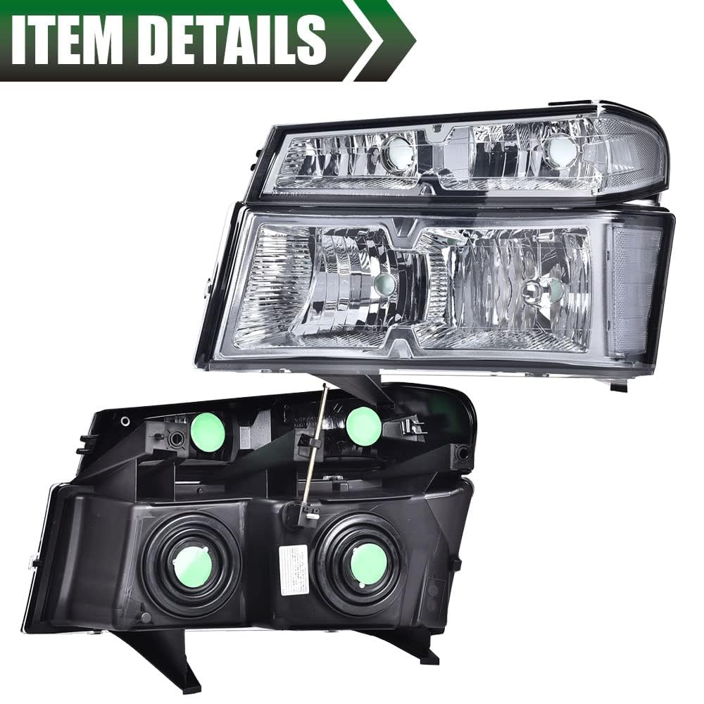 G-PLUS Headlights Assembly Compatible with Chevy Colorado/GMC Canyon 2004-2012,Fit Isuzu i-280 i-350 2006,Fit Isuzu i-290 i-370 2007-2008 Headlamps Smoky Lens Chrome Housing Clear Reflector