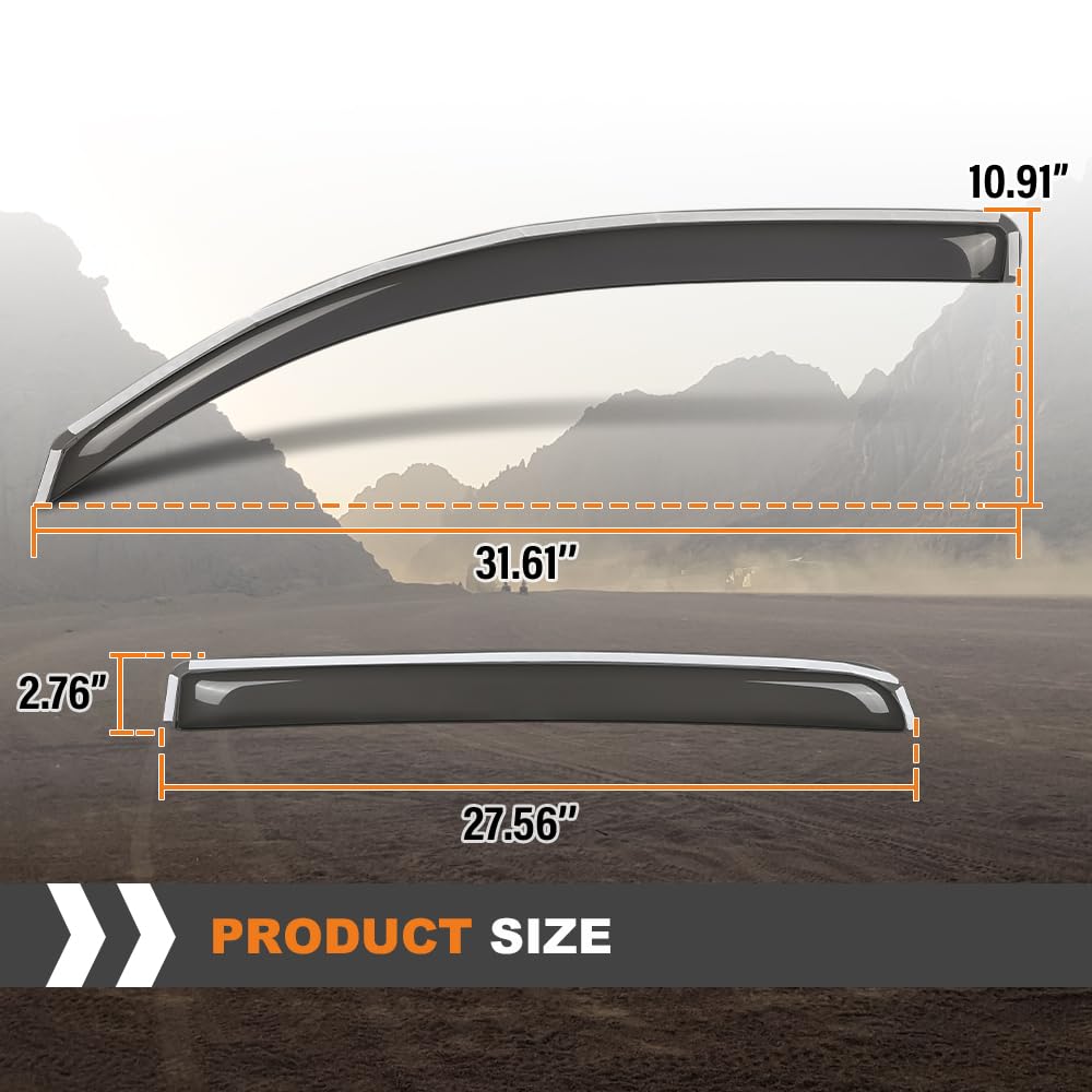 G-PLUS in-Channel Side Window Vent Visor Deflectors Rain Guards Compatible with Toyota Tacoma Double/Ext Cab 2016-2023 Only; Will Not Fit Access Cab Impact-Resistant PMMA 4 PCS Smoky