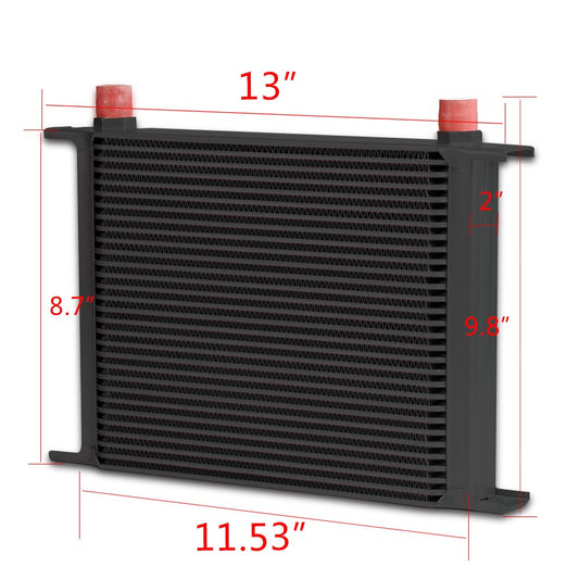 G-PLUS 30 Row AN10-10AN Universal Engine Transmission Aluminum Oil Cooler Black
