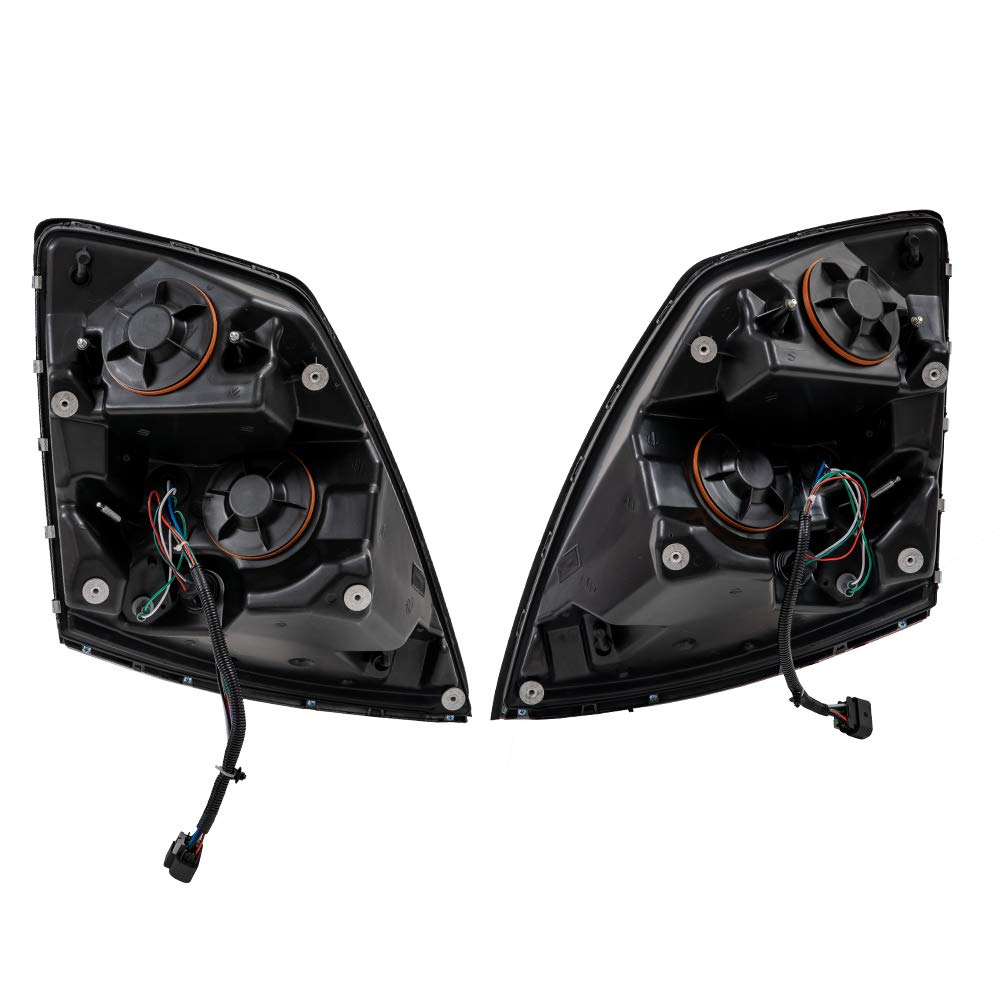 G-PLUS Headlights Assembly Compatible With 2004-18 Volvo VNL/VNM,Bezel Aero Lens Upgrade Headlights (Black Passenger & Driver(Left+Right)) Bumper Headlamps,faros delanteros