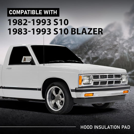 G-PLUS Hood Insulation Pad 1/2" with Clips Compatible with Chevy S10 1982-1993,Fit Chevy S10 Blazer 1983-1993 Black