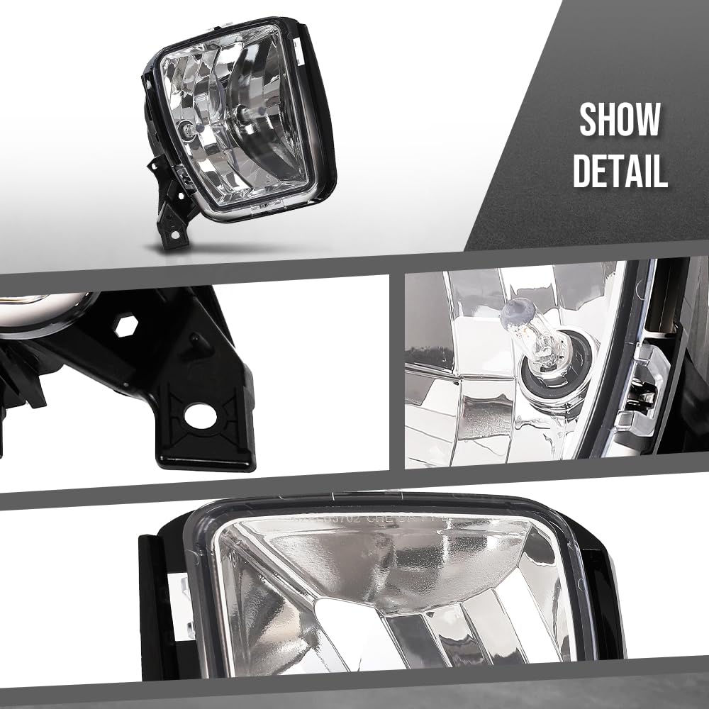 G-PLUS Fog Light Compatible With Dodge Ram 1500 Pickup 2013-2018,(NOT For Rebel Models),Driving Clear Fog Lamps w/Bulbs Pair