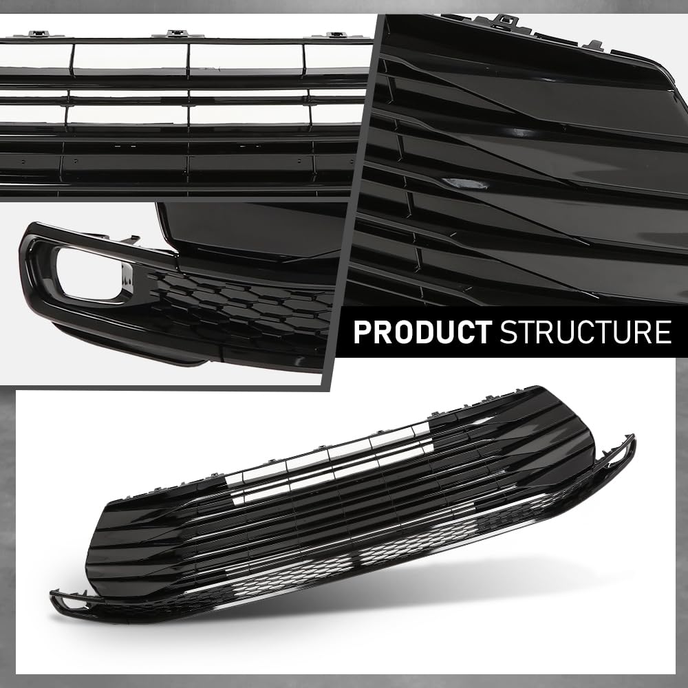 G-PLUS Front Lower Bumper Grille Grill, Compatible with Toyota Sienna LE 2021-2023, W/o Parking Sensor Hole, 5310208040, TO1036239