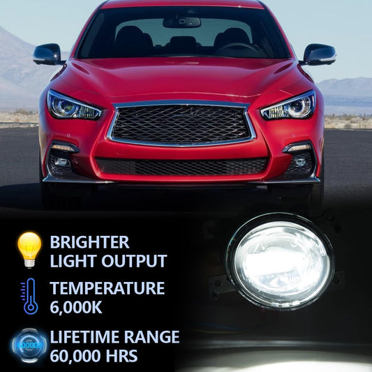 G-PLUS Compatible with Infiniti Q50 QX50 QX60 QX80 2015 2016 2017 Front Bumper Mounted Fog Light Assembly with Bulbs Daytime Driving Lamps Left + Right Side 1 Pair